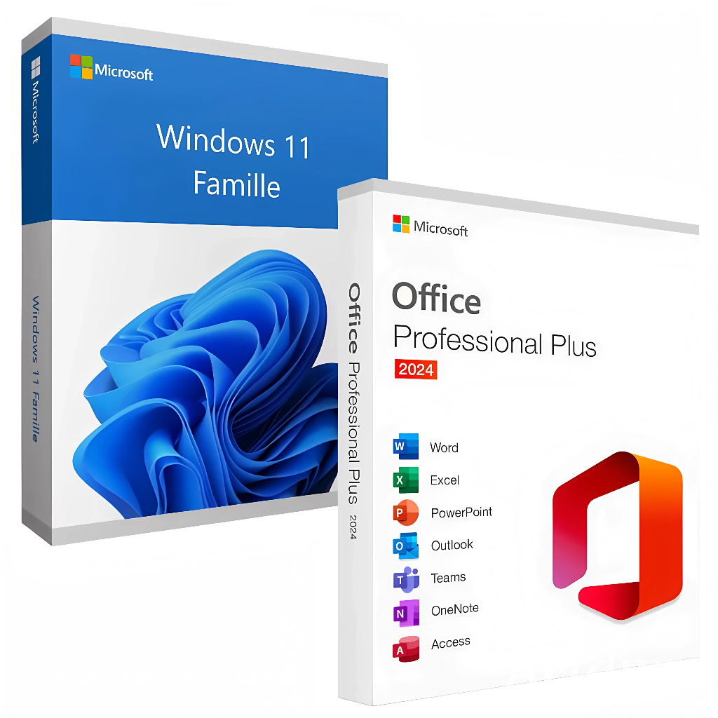 Boostez votre productivité avec le lot Office 2024 Pro Plus et Windows 11 Famille. Après commande, recevez vos clés d’activation par email, accompagnées de toutes les procédures d’installation claires et détaillées dans l’heure qui suit.

Vos avantages immédiats :

-Procédures d’installation sous 1h : Toutes les instructions nécessaires pour installer et activer rapidement Office 2024 Pro Plus et Windows 11 Famille, sans stress.

-Multilingue : Disponibles en français, anglais, espagnol et plus, pour s’adap
